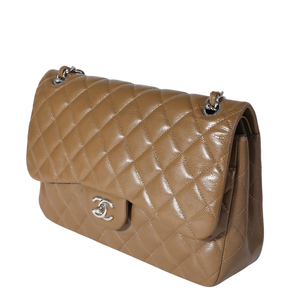 

Chanel Brown Quilted Caviar Leather Jumbo Classic Double Flap Shoulder Bag