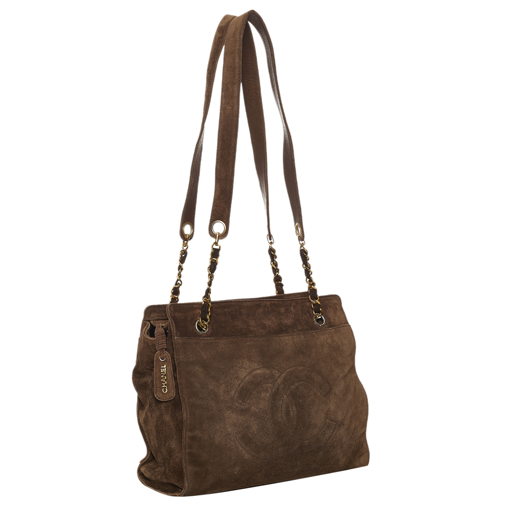 

Chanel Brown Suede Leather CC Chain Shoulder Bag
