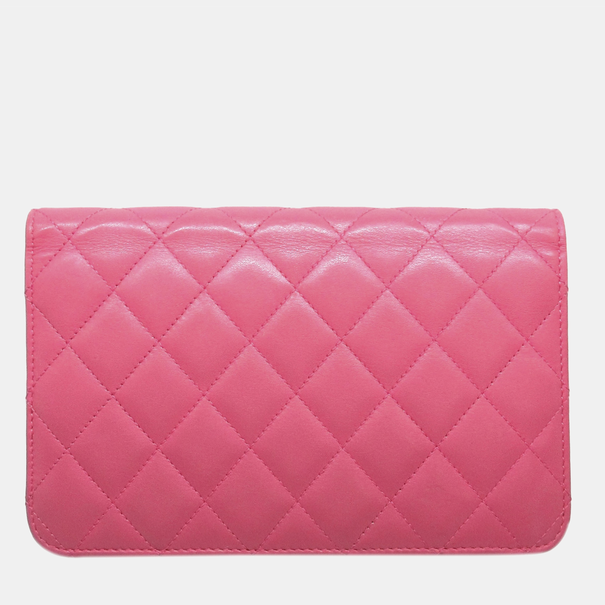 

Chanel Pink Lambskin Leather CC Chain Wallet