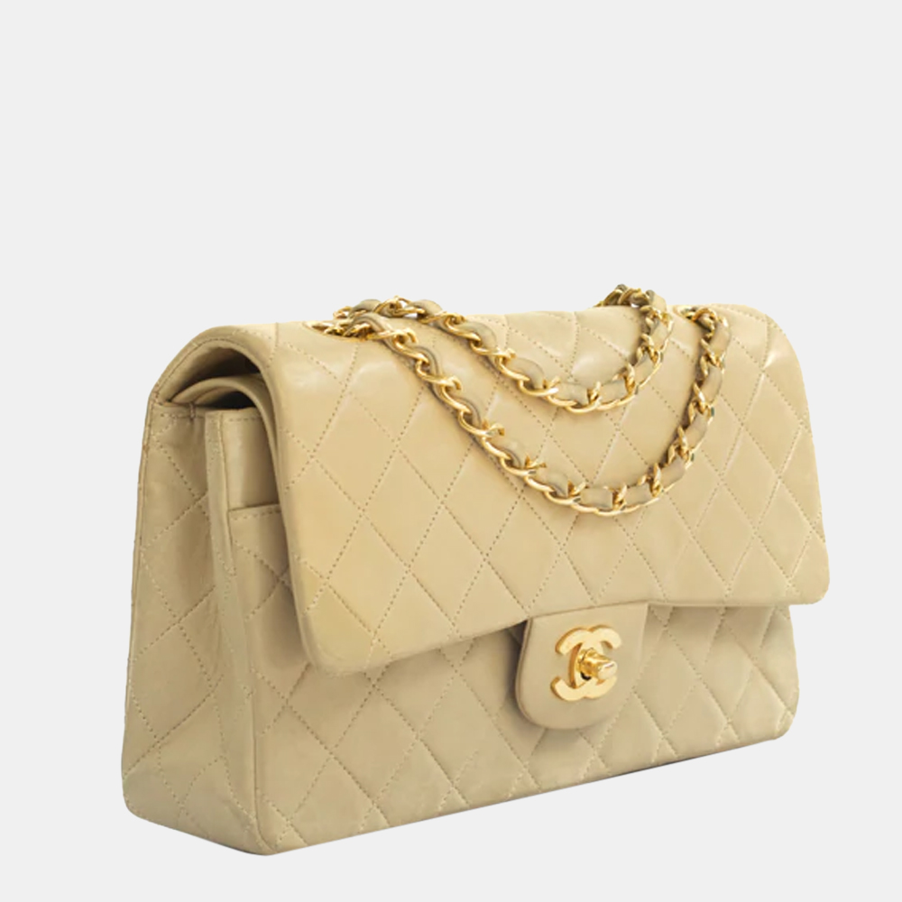 

Chanel Beige Leather Classic Double Flap Bag