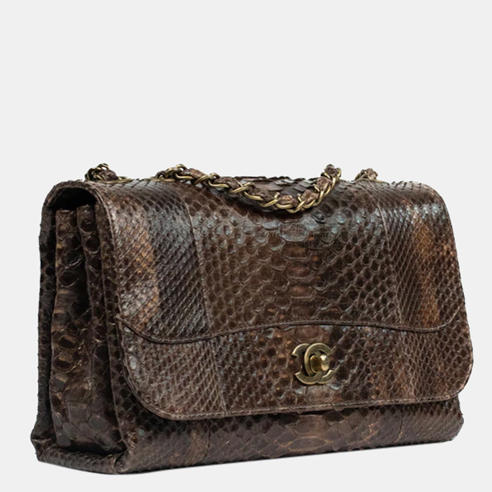 

Chanel Brown Python Leather Flap Bag