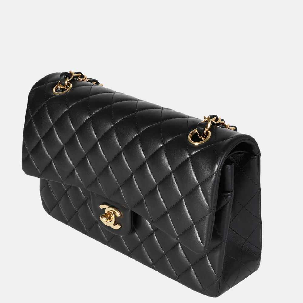 

Chanel Black Quilted Lambskin Leather Medium Classic Double Flap Shoulder Bag