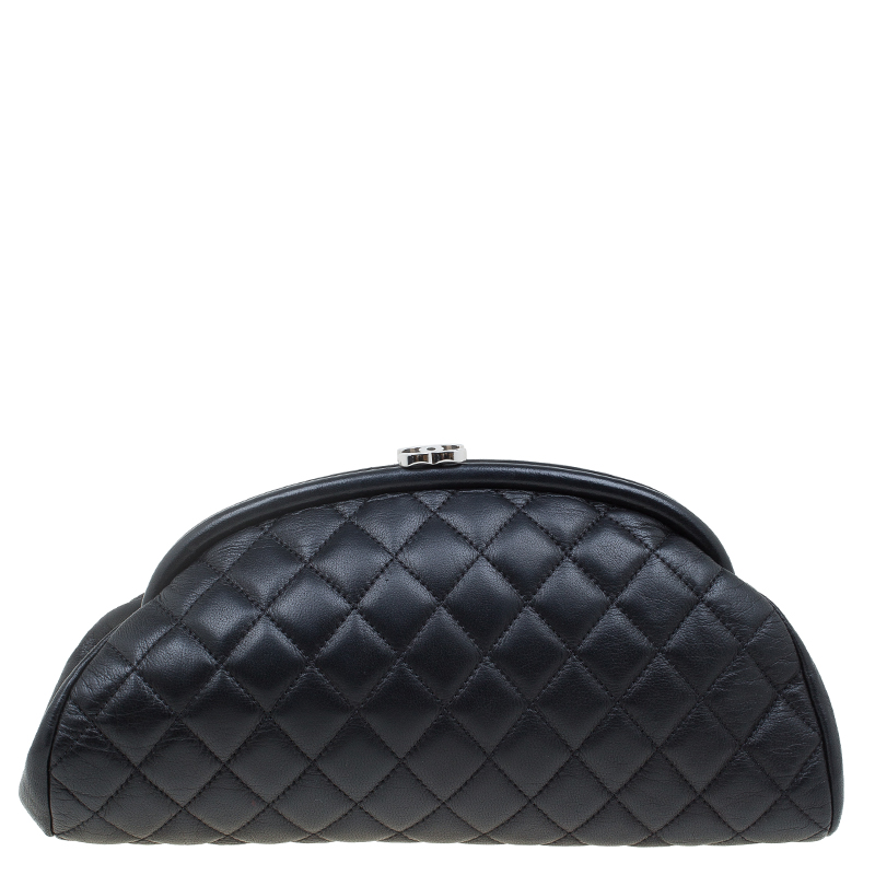 Pre Owned Chanel Black Quilted Leather Timeless Classic Clutch