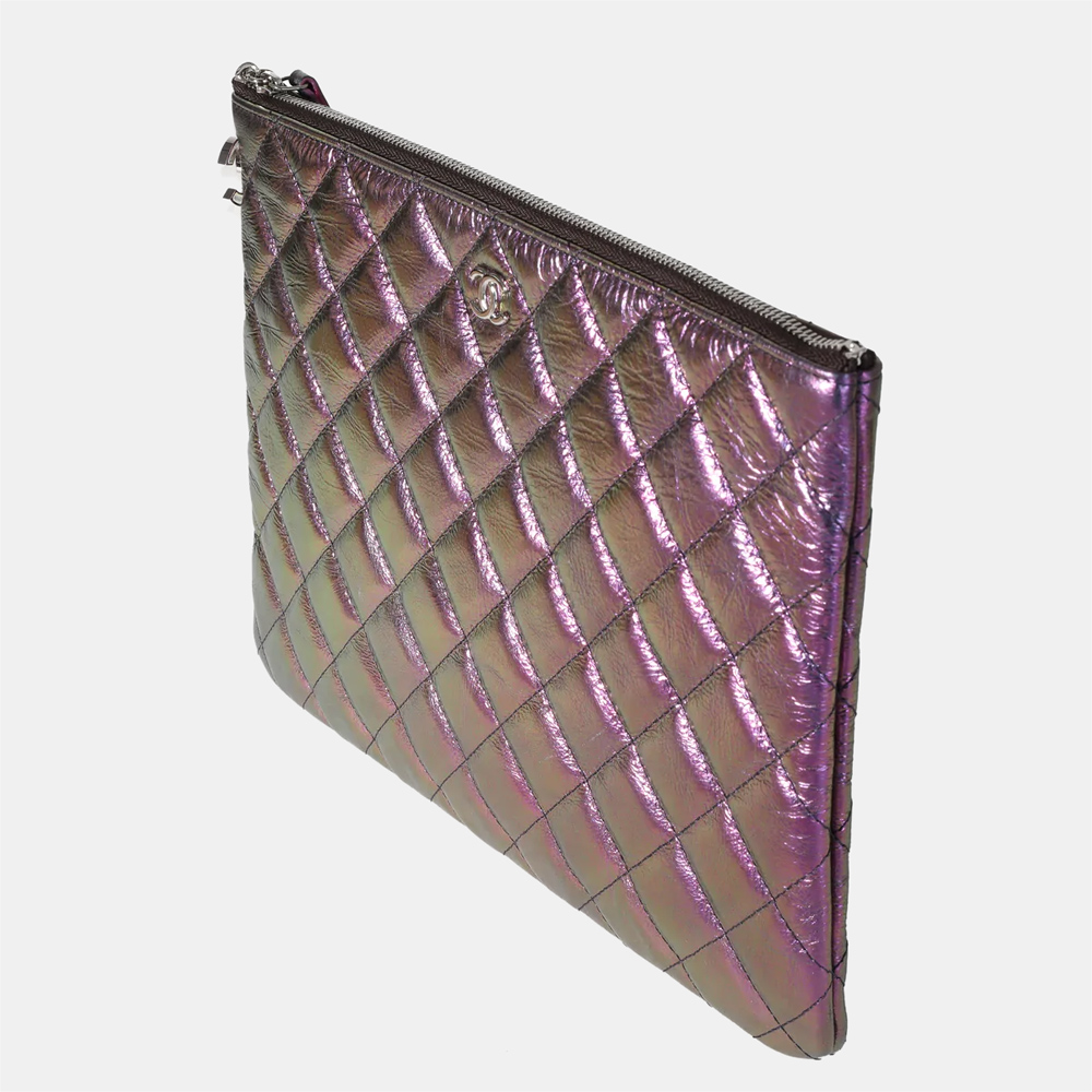 

Chanel Iridescent Purple Calfskin Leather O-Case  Pouch