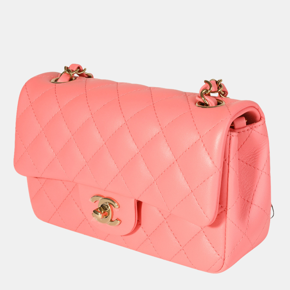 

Chanel Pink Quilted Lambskin Leather Classic Rectangular Mini Flap Bag
