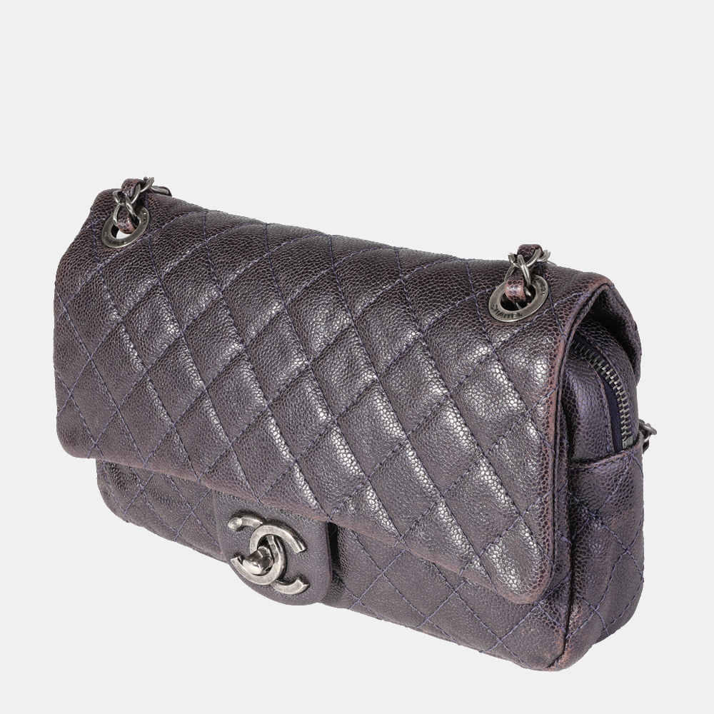 

Chanel Purple Quilted Caviar Leather Easy Flap Shoulder Bag