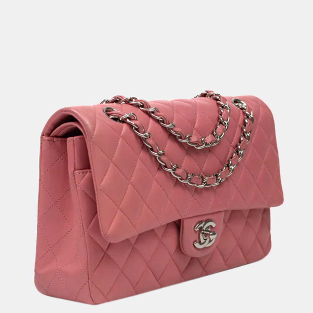 

Chanel Pink Leather Vintage Double Flap Bag