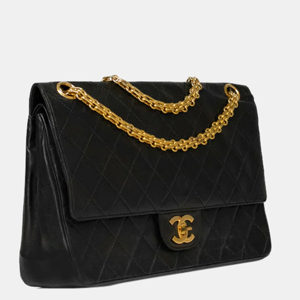 

Chanel Black Leather Vintage Double Flap Bag