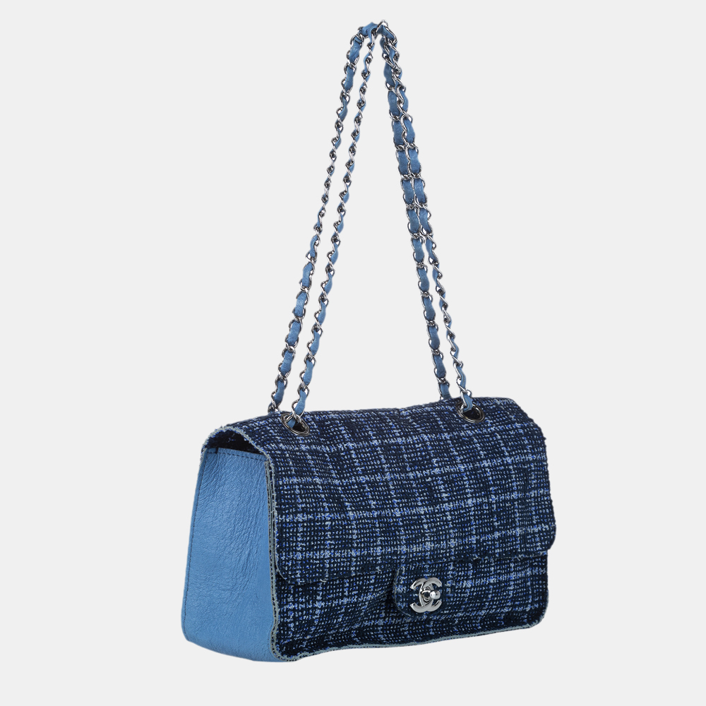 

Chanel Blue Classic Tweed Flap Bag