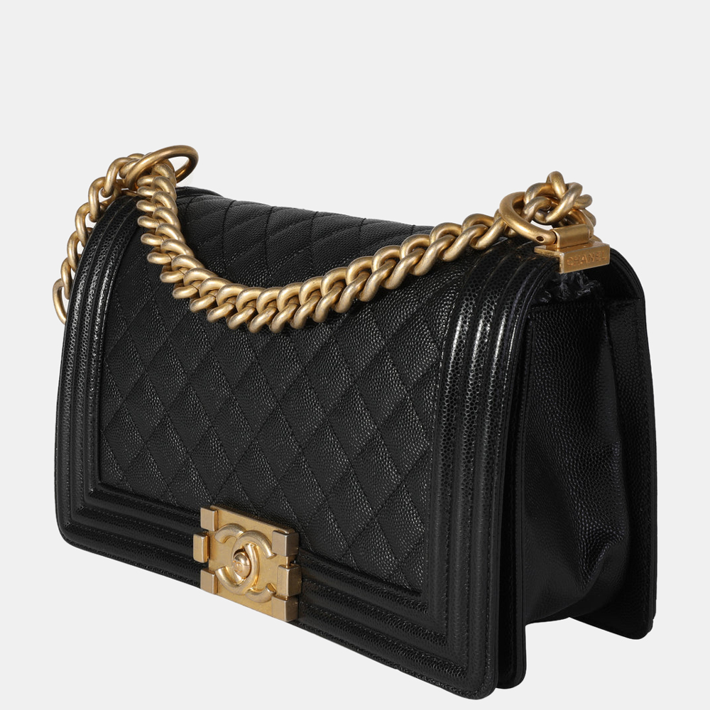 

Chanel Black Quilted Caviar Leather Old Medium Boy Shoulder Bag
