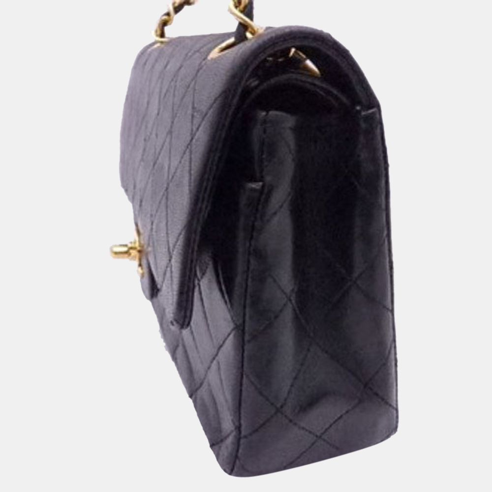 

Chanel Black Leather Double Flap Shoulder Bag