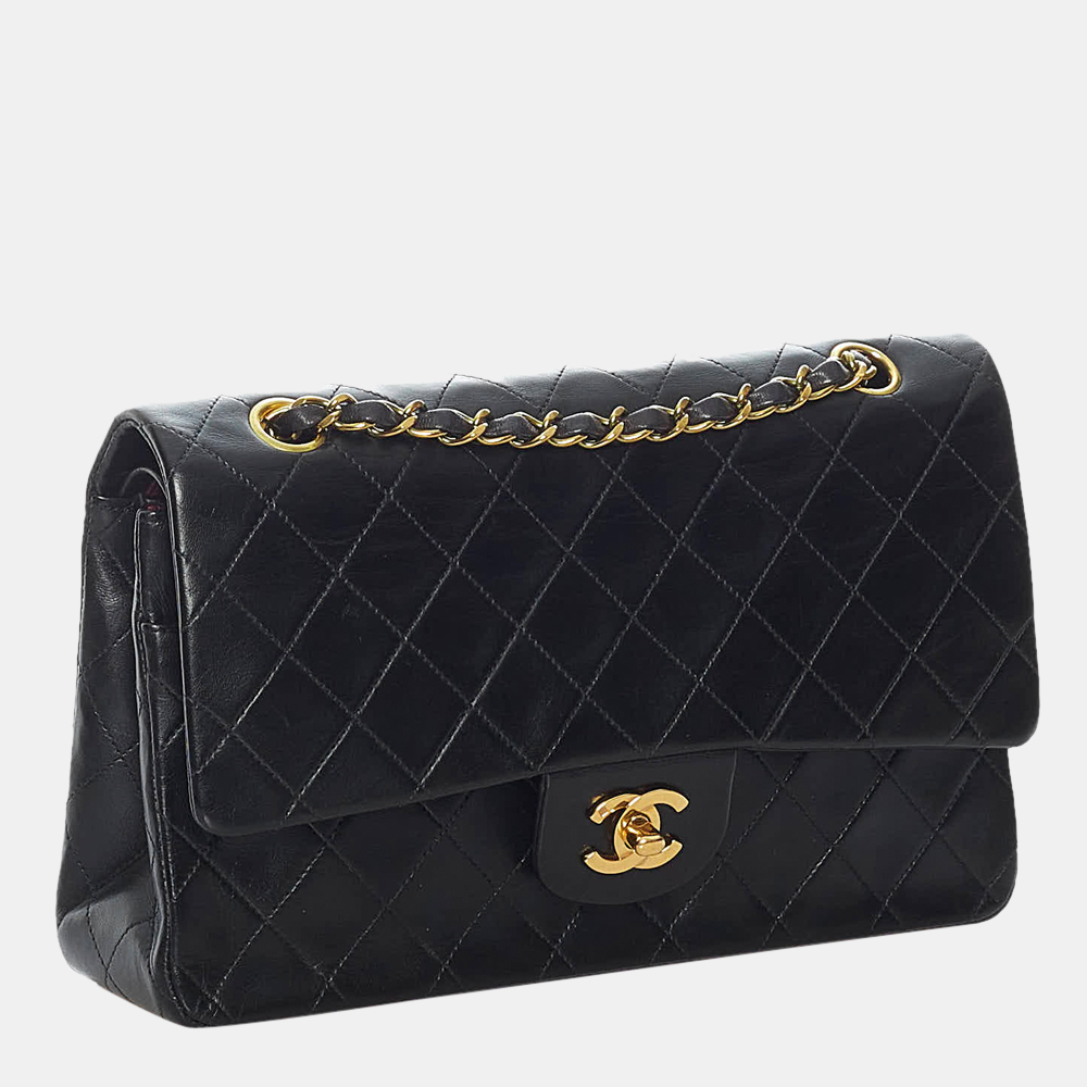 

Chanel Black Medium Classic Lambskin Leather Double Flap Bag
