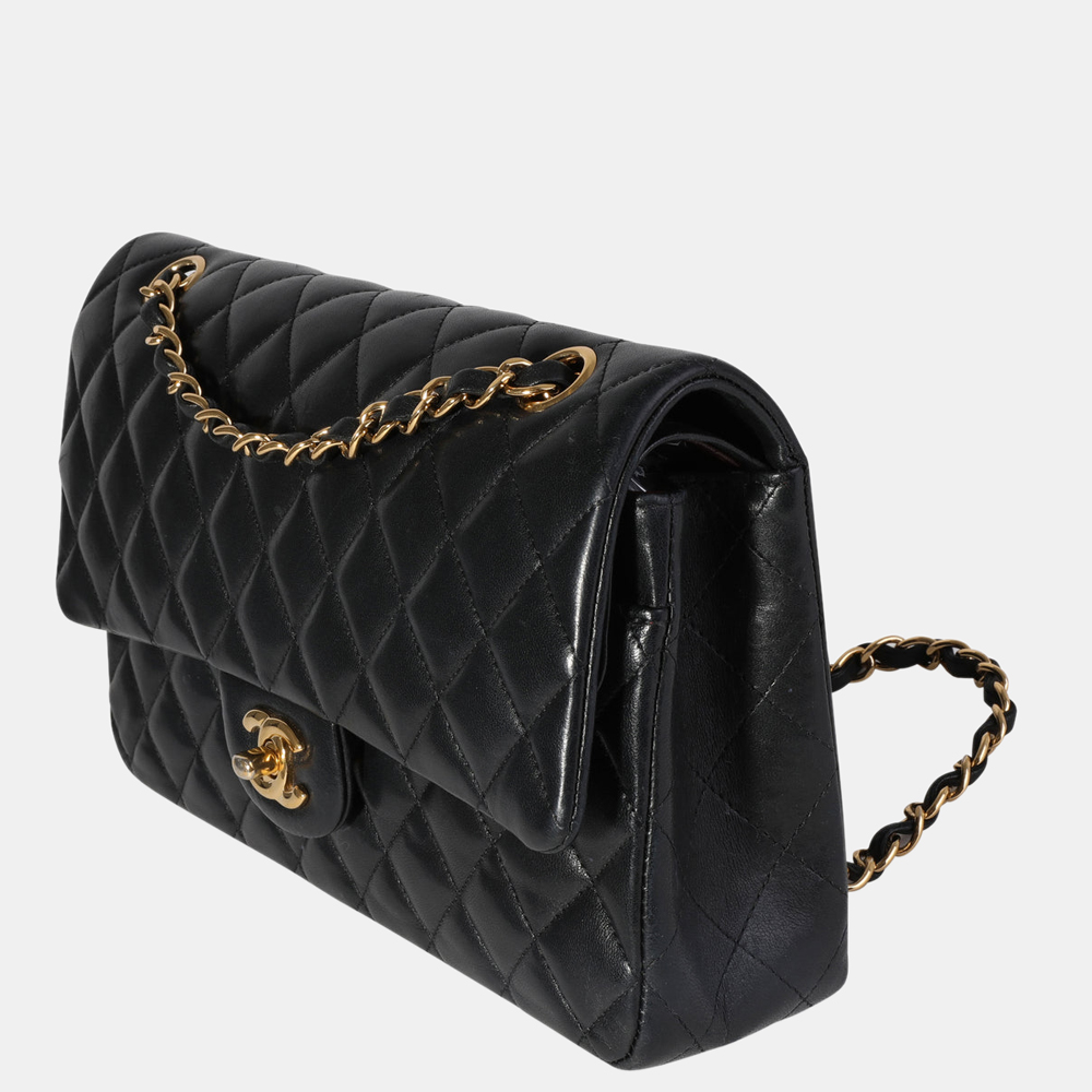 

Chanel Black Quilted Lambskin Leather Medium Classic Double Flap Shoulder Bag
