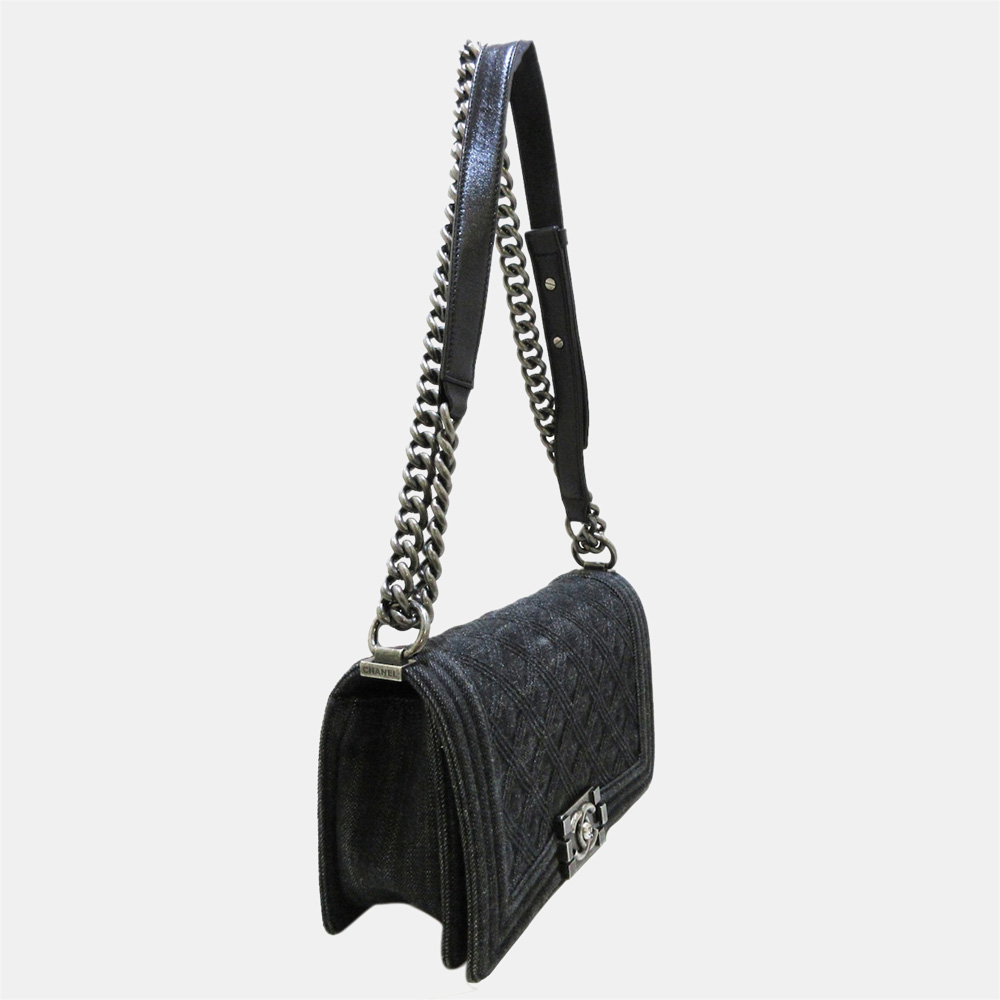 

Chanel Black Denim Fabric Boy Flap Bag Shoulder Bag