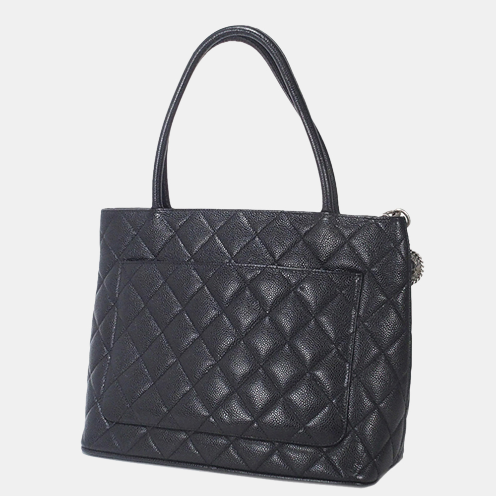 

Chanel Black Medallion Caviar Leather Tote Bag