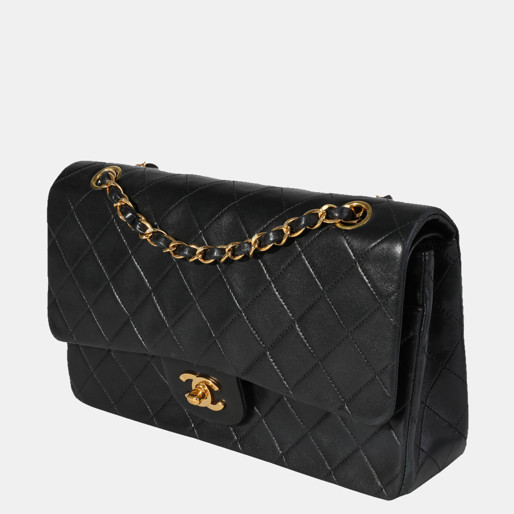 

Chanel Black Quilted Lambskin Leather Vintage  Classic Double Flap Bag