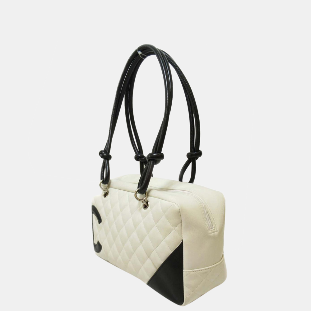 

Chanel White Leather Cambon Ligne Bowling Bag, Black