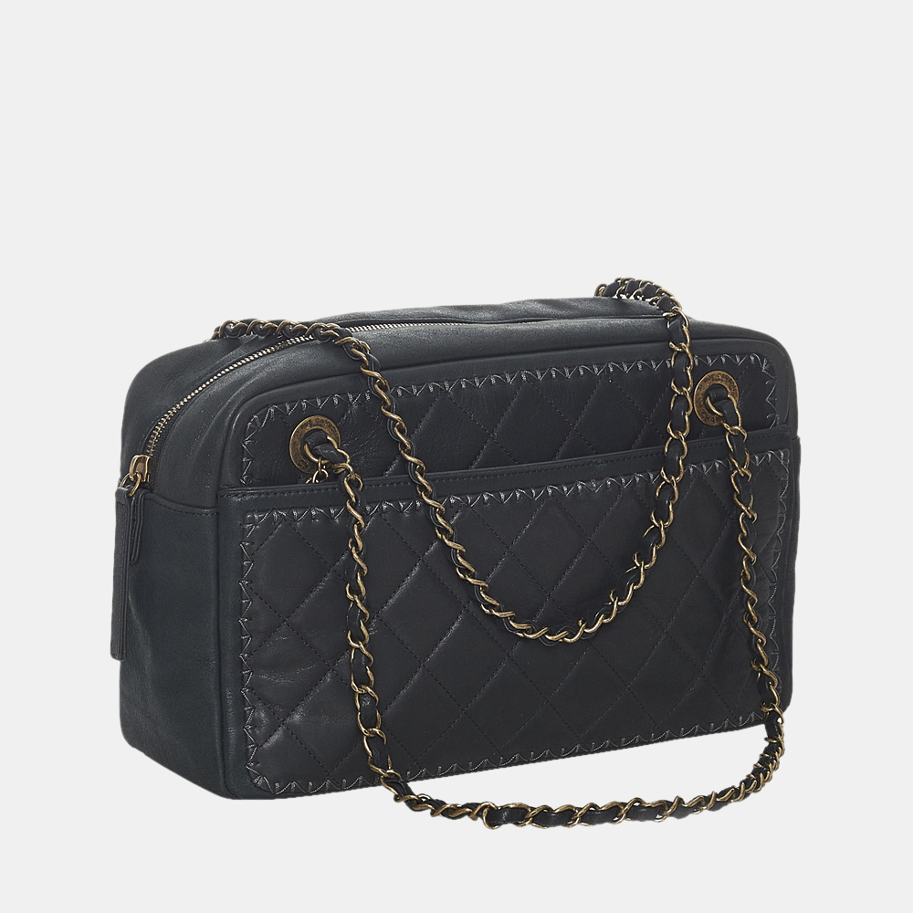 

Chanel Black Matelasse Lambskin Leather Shoulder Bag
