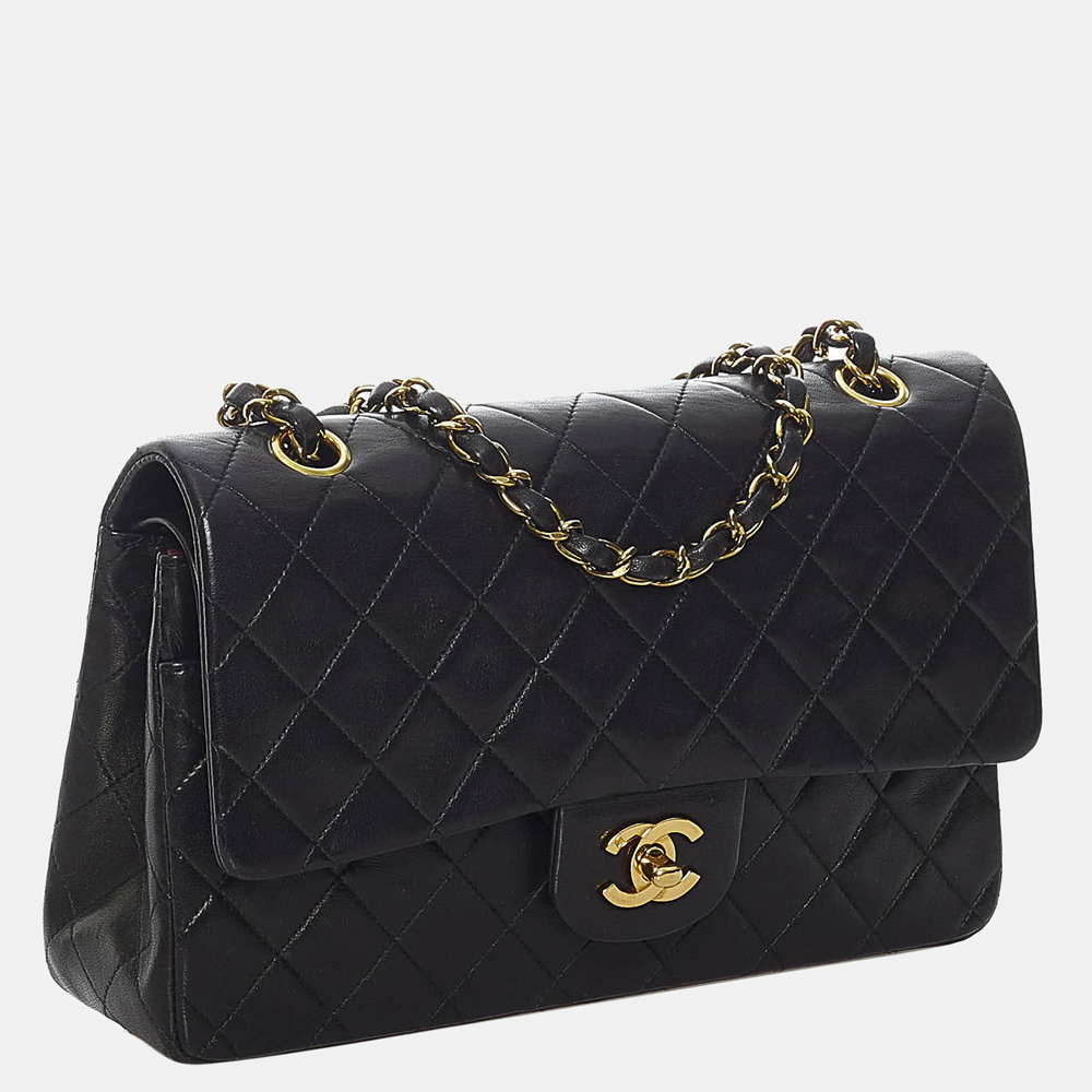 

Chanel Black Classic Medium Lambskin Double Flap Bag