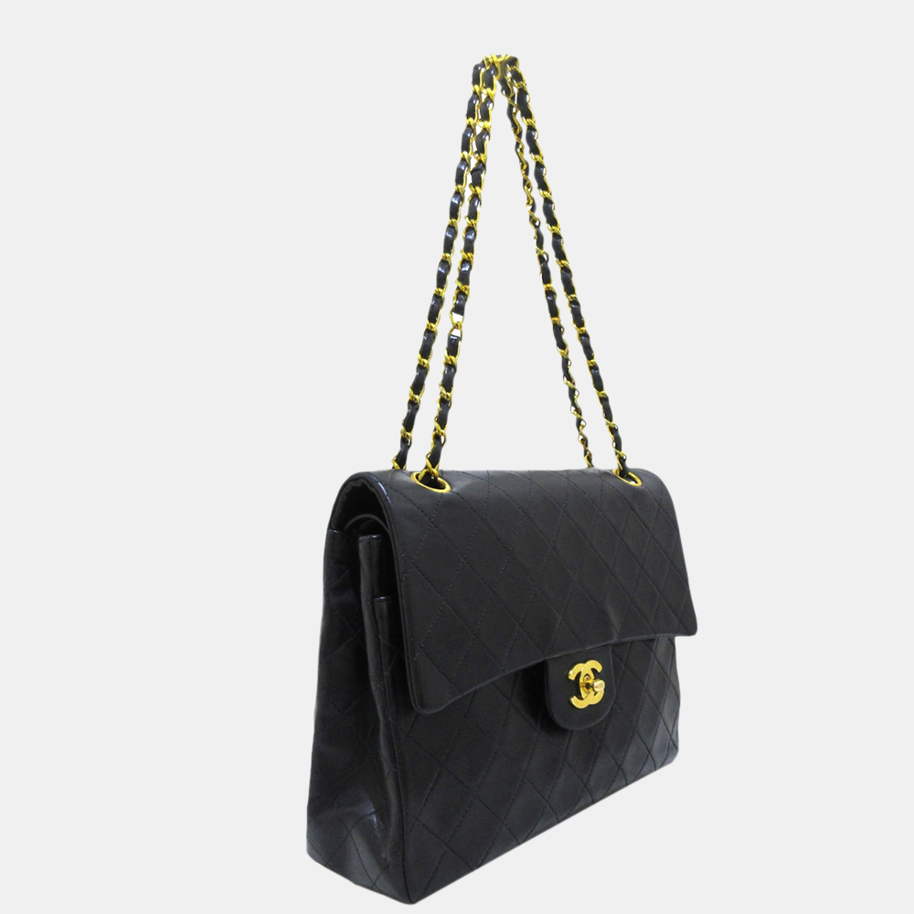 

Chanel Black Classic Medium Lambskin Double Flap Bag
