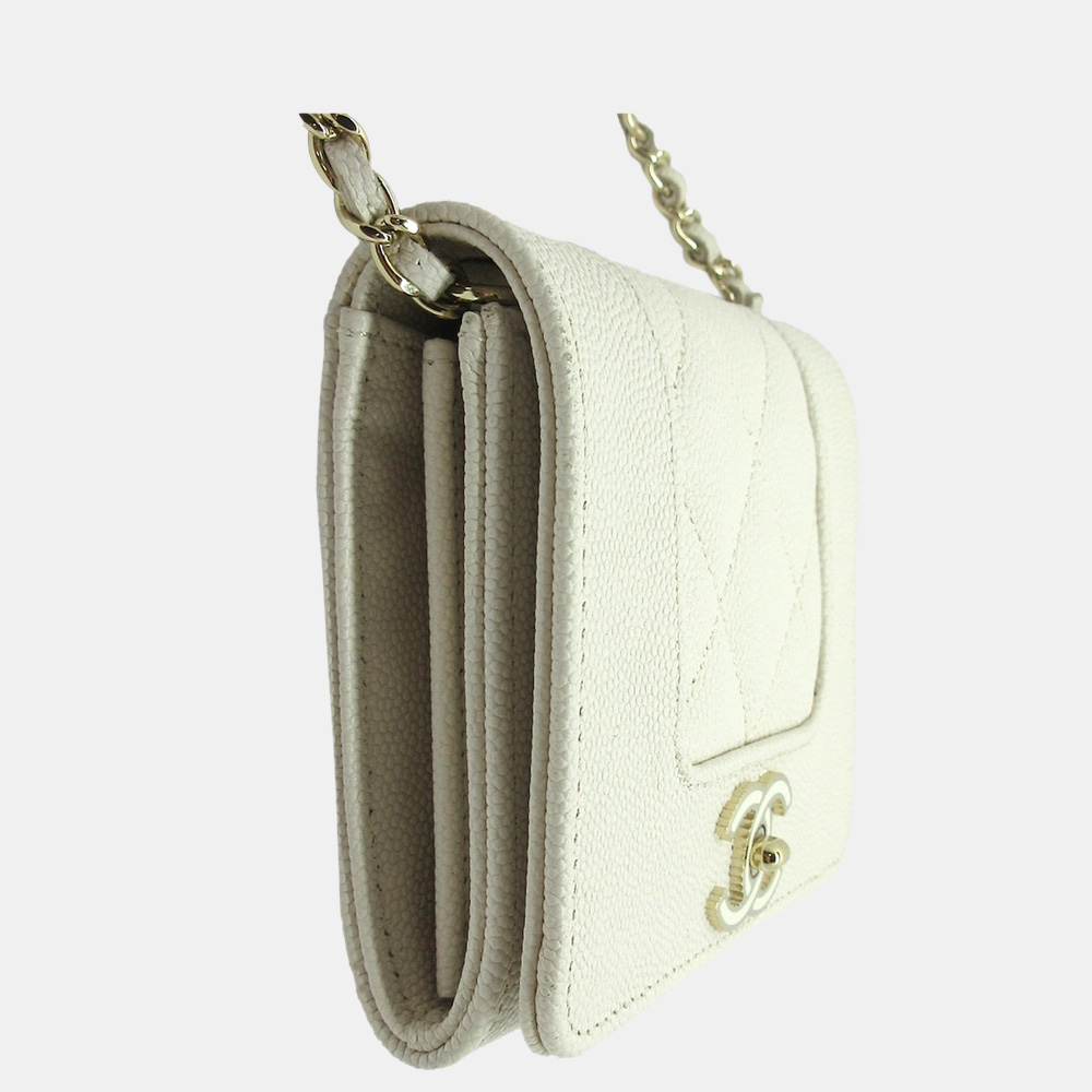 

Chanel White CC Timeless Caviar Leather Crossbody Bag