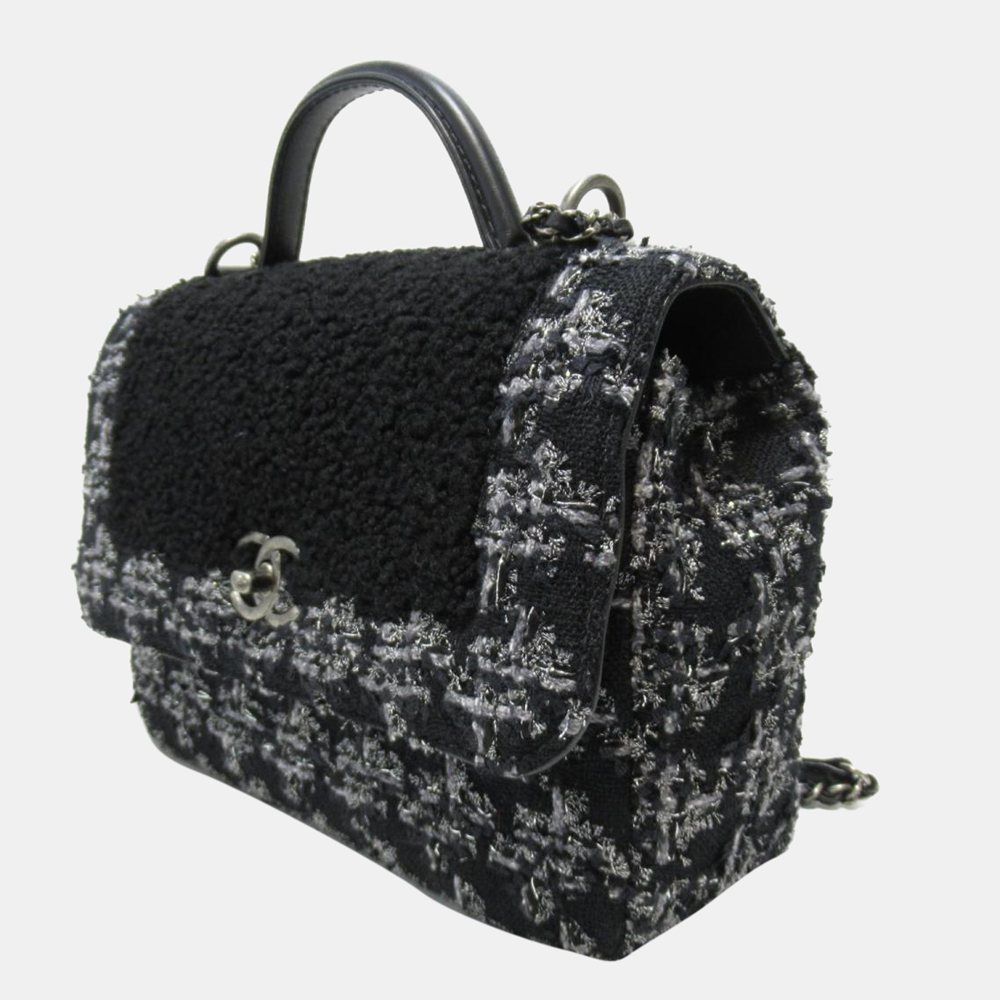 

Chanel Black Tweed CC Vintage Top Handle Bag