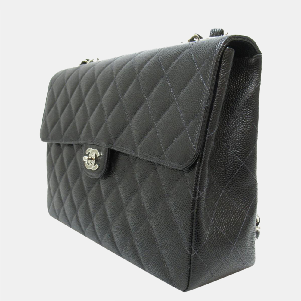 

Chanel Black Caviar Leather Jumbo Classic Single Flap Bag