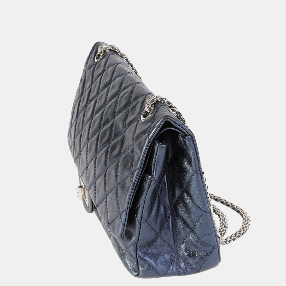 

Chanel Blue Quilted Calfskin Leather Metallic Reissue 2.55 227 Double Flap Shoulder Bag