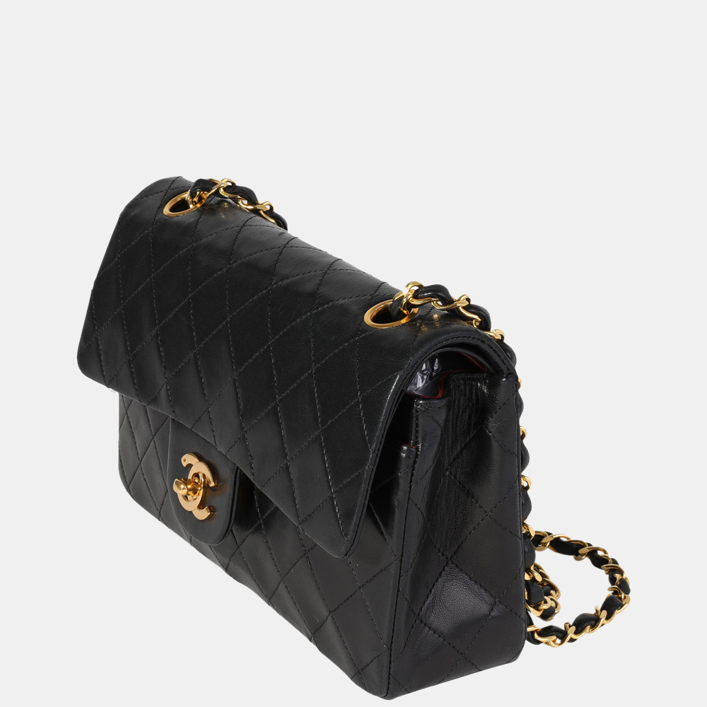 

Chanel Black Quilted Lambskin Leather Small Classic Double Flap Bag