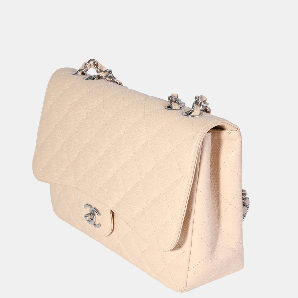 

Chanel Beige Caviar Leather Jumbo Classic Single Flap Bag