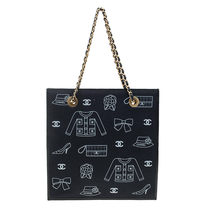 مملوكة مسبقًا حقيبة يد شانيل قطن أزرق طباعة كلاسيكية