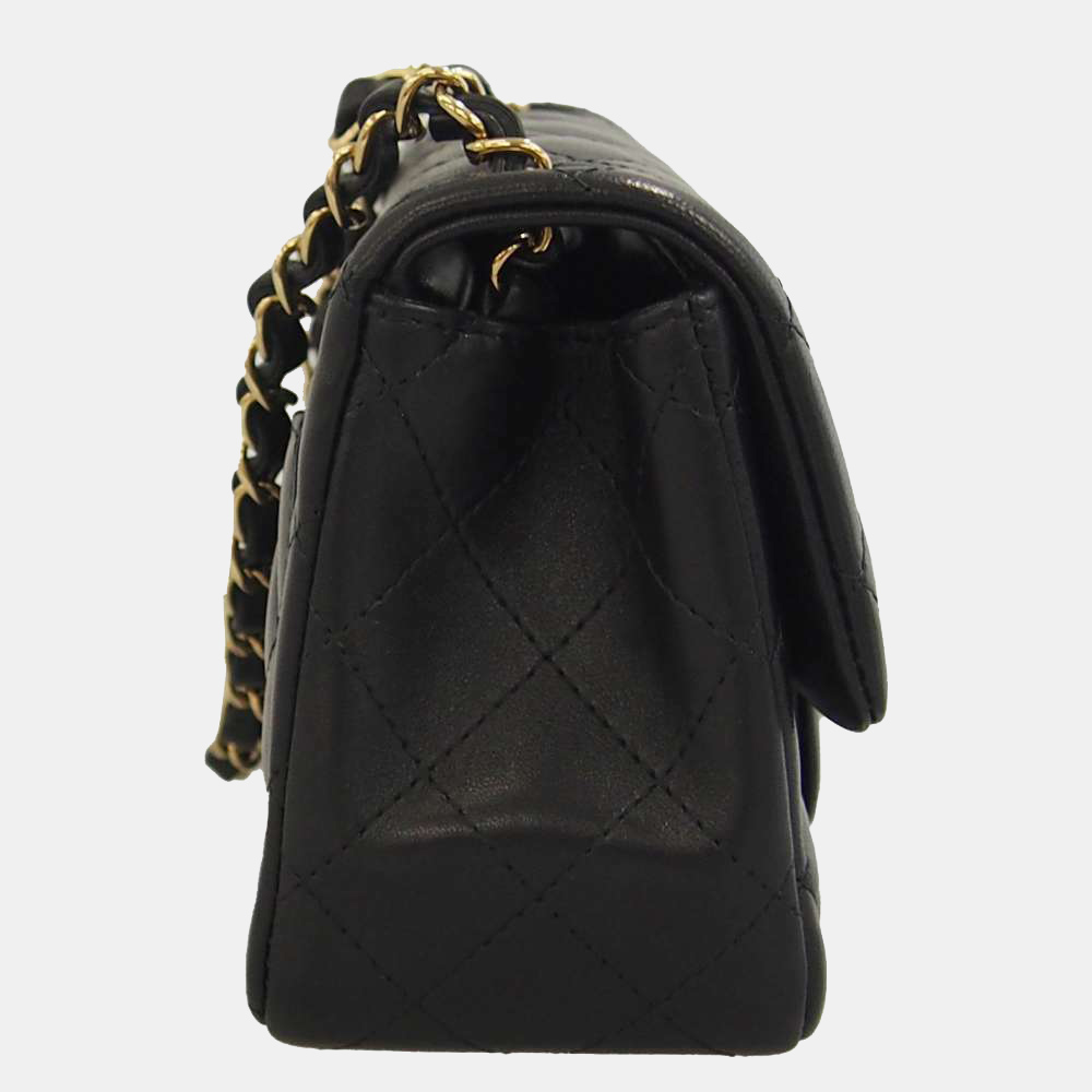 

Chanel Black Lambskin Leather Mini Flap Shoulder Bag