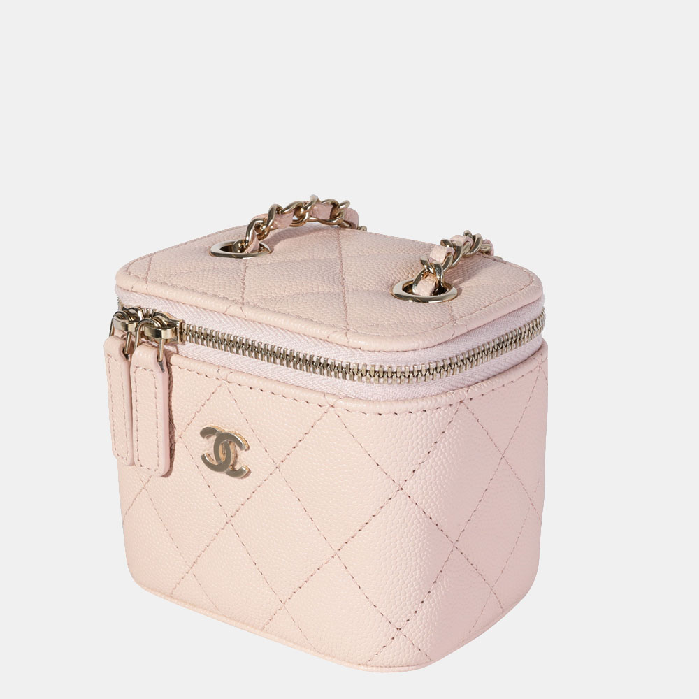 

Chanel Beige Quilted Caviar Leather Vanity Shoulder Bag, Pink
