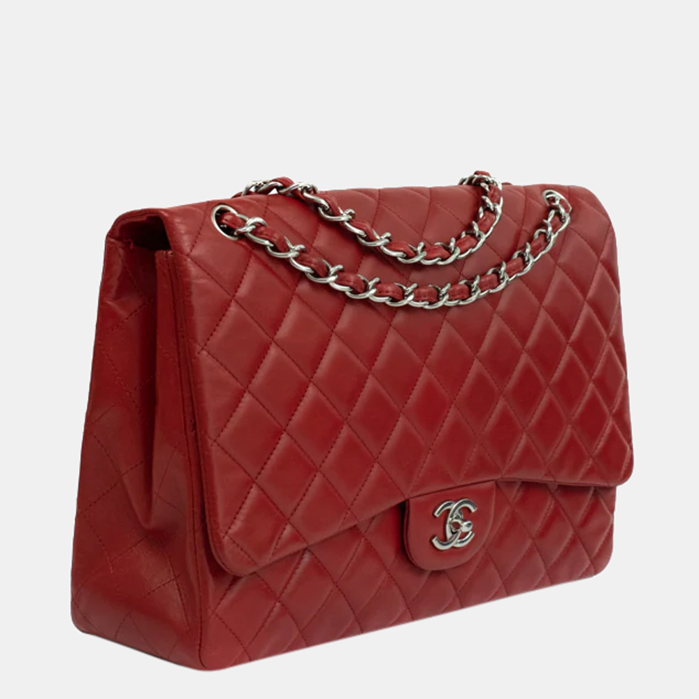 

Chanel Red Leather Timeless Classic Jumbo Shoulder Bag