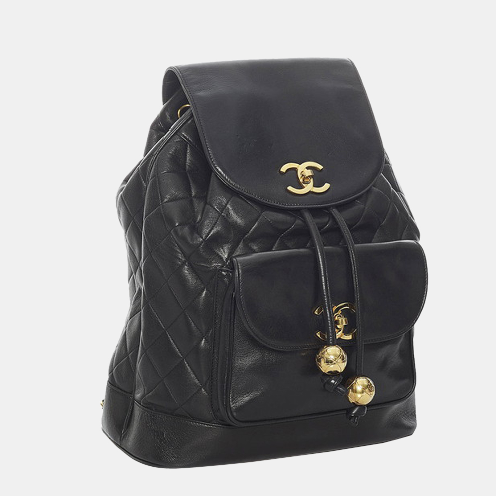 

Chanel Black Quilted Leather Vintage CC Backpack