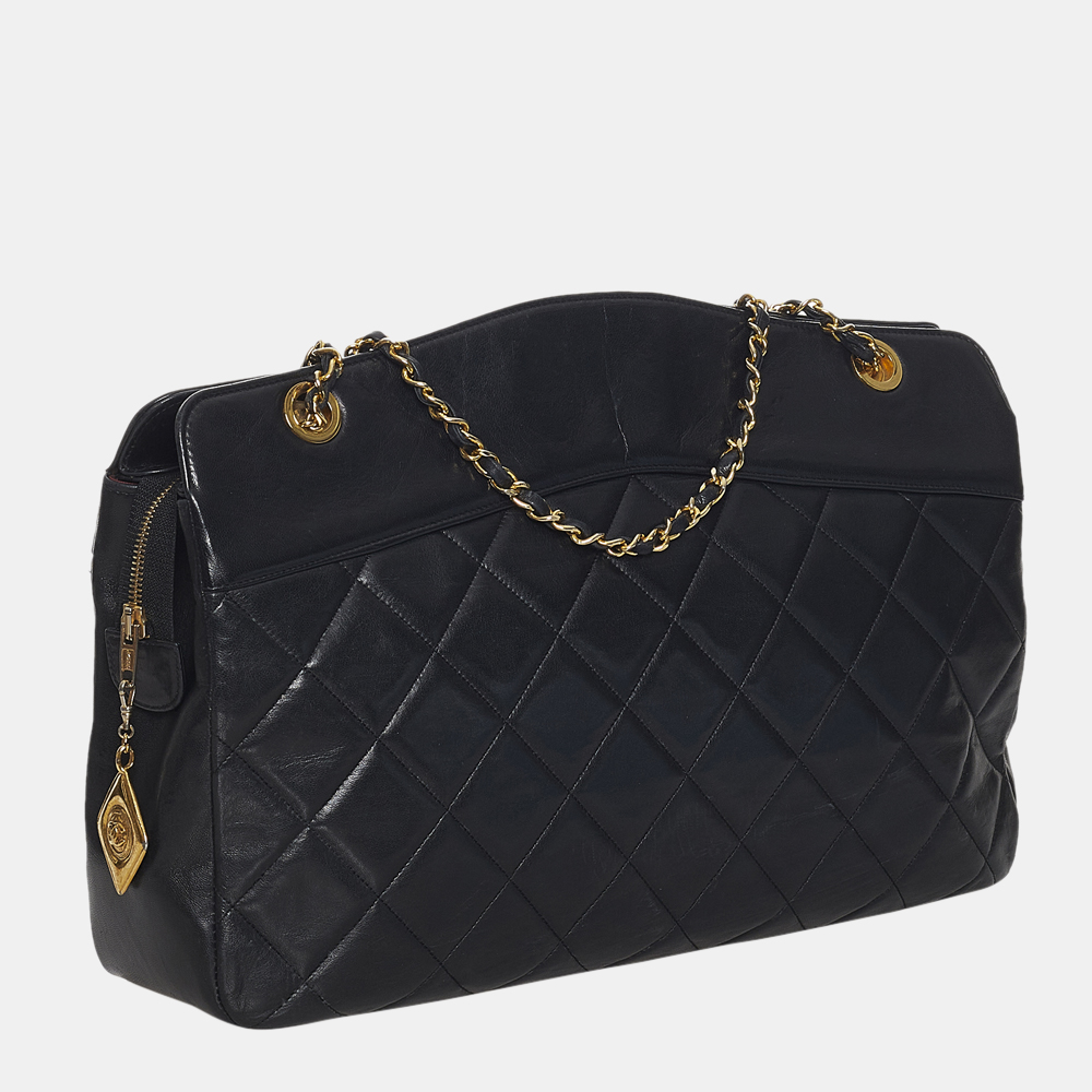 

Chanel Black Matelasse Lambskin Leather Shoulder Bag