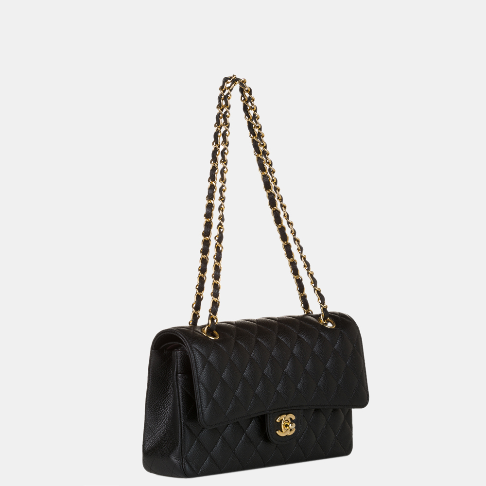 

Chanel Black Medium Classic Caviar Leather Double Flap Bag
