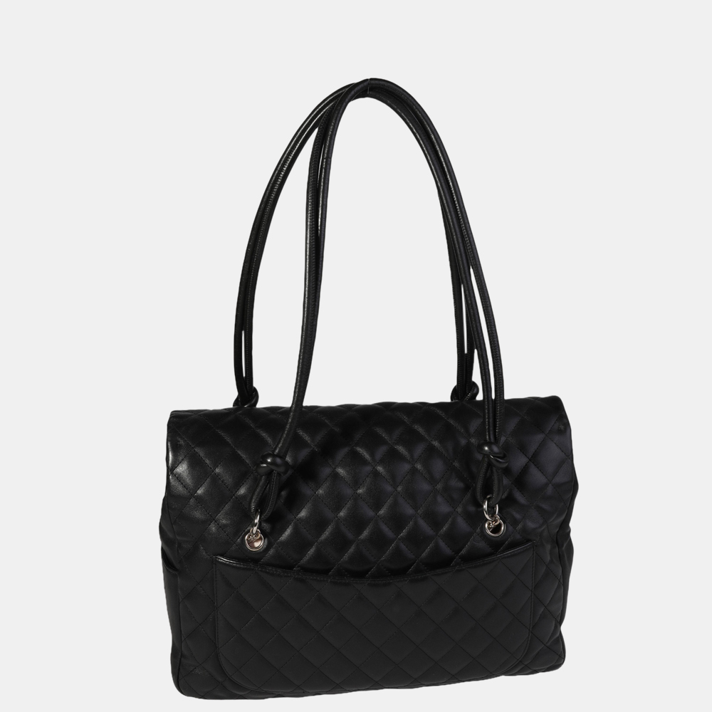 

Chanel Black Quilted Lambskin Leather Ligne Cambon Flap Bag