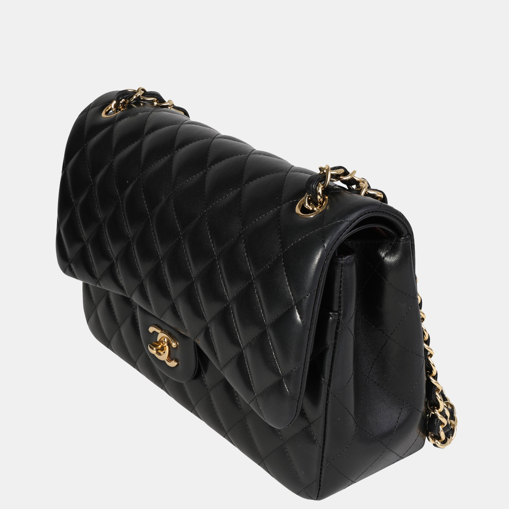 

Chanel Black Quilted Lambskin Leather Jumbo Classic Double Flap Bag