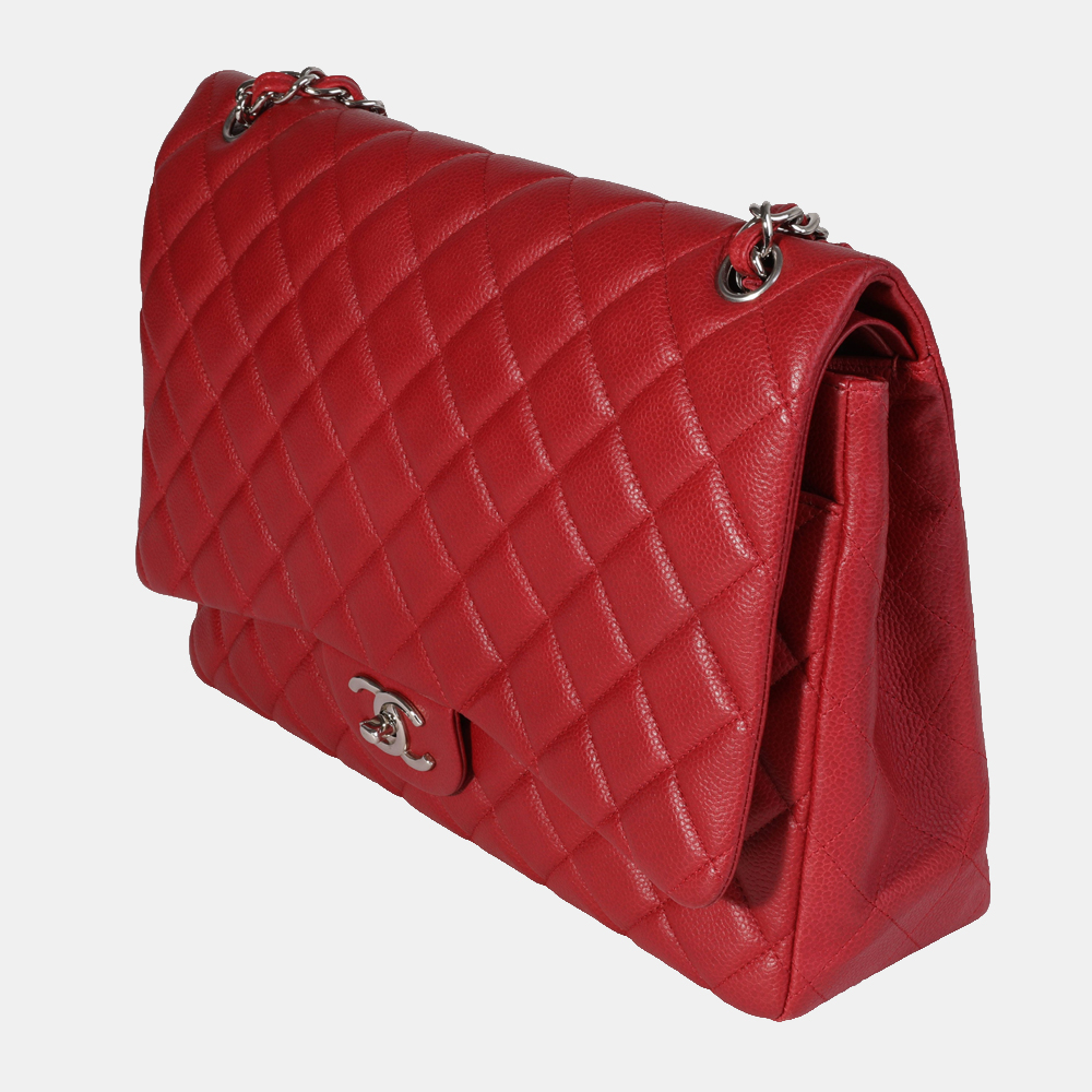 

Chanel Red Quilted Caviar Leather Maxi Classic Double Flap Bag