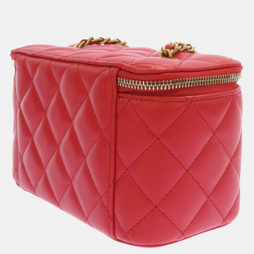 

Chanel Red Lambskin Leather Vanity Chain Shoulder Bag