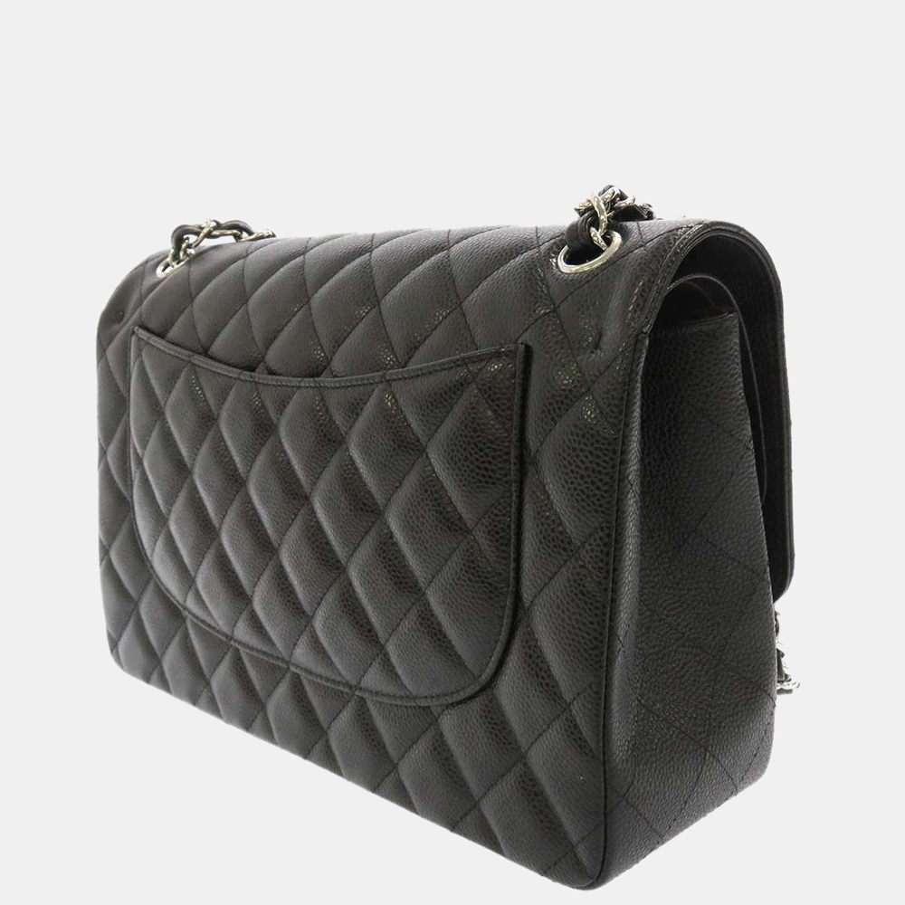 

Chanel Black Caviar Leather Double Flap Shoulder Bag