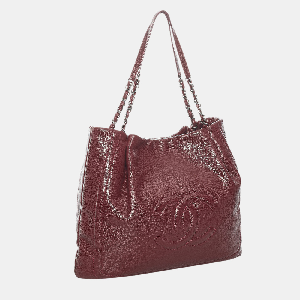 

Chanel Red CC Caviar Tote Bag