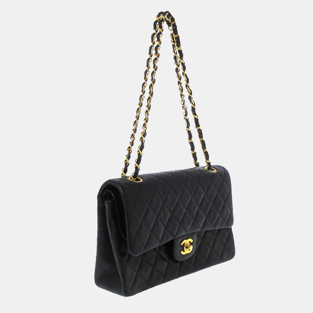

Chanel Black Classic Medium Lambskin Double Flap Bag