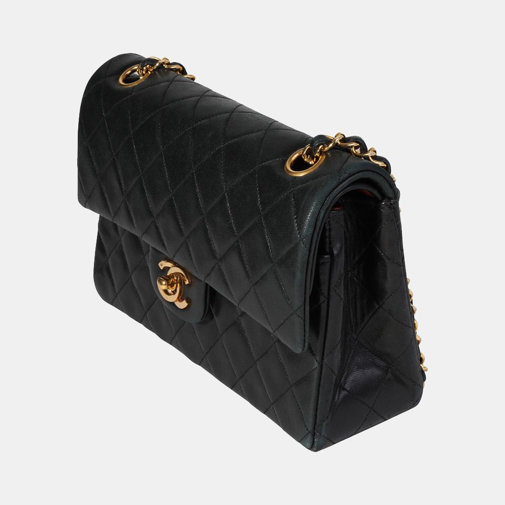 

Chanel Black Quilted Lambskin Leather Vintage Small Classic Double Flap Bag