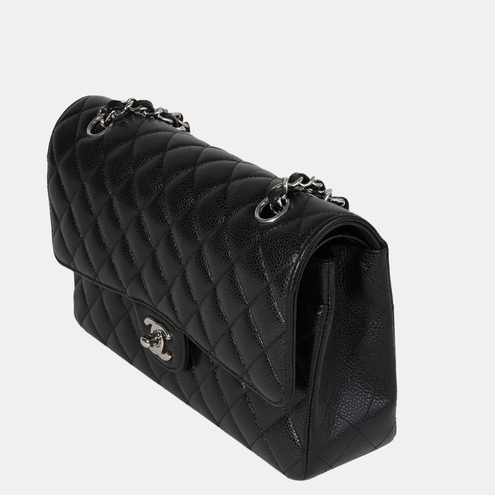 

Chanel Black Quilted Caviar Leather Medium Classic Double Flap Shoulder Bag