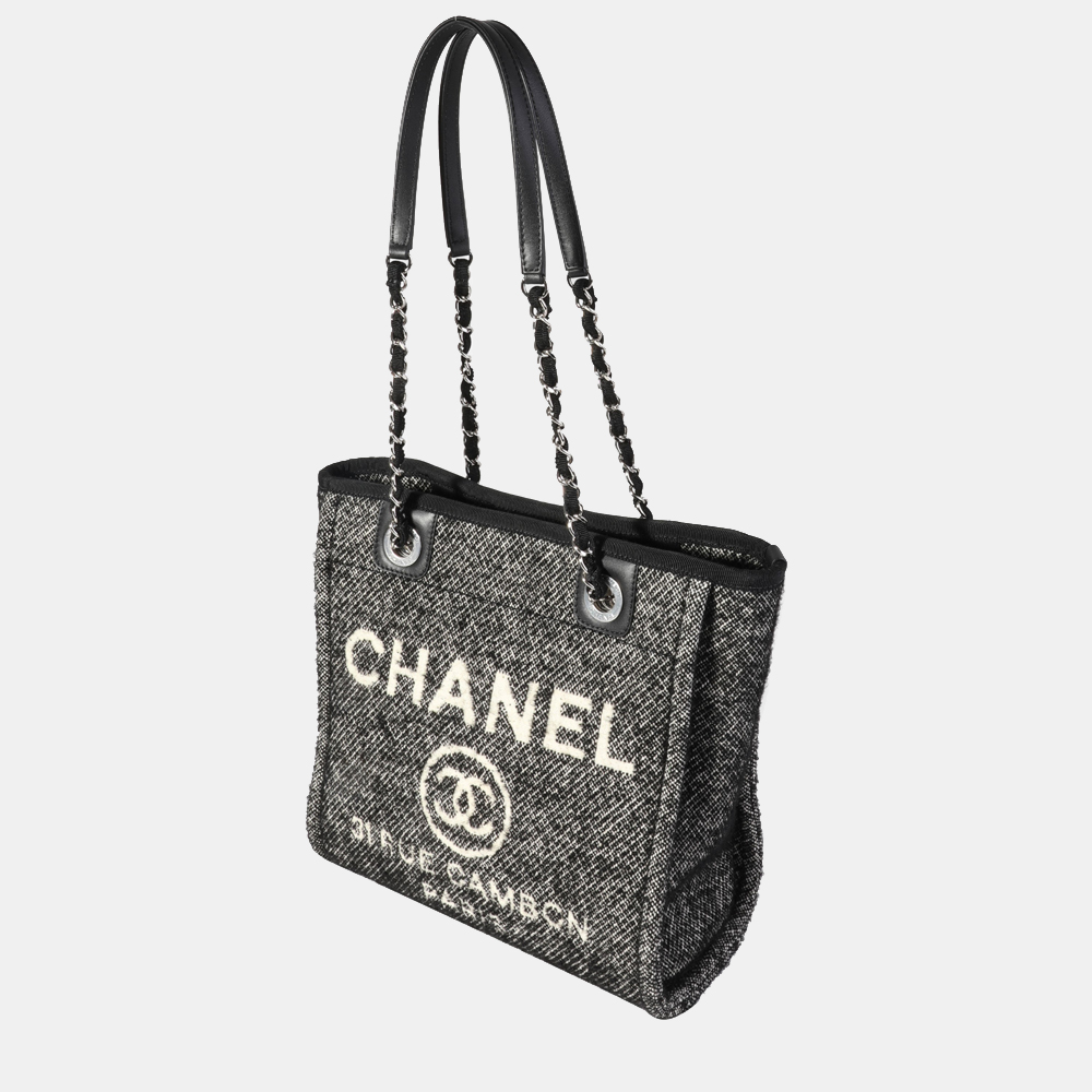 

Chanel Black/White Leather Canvas Mini Deauville Tote Bag