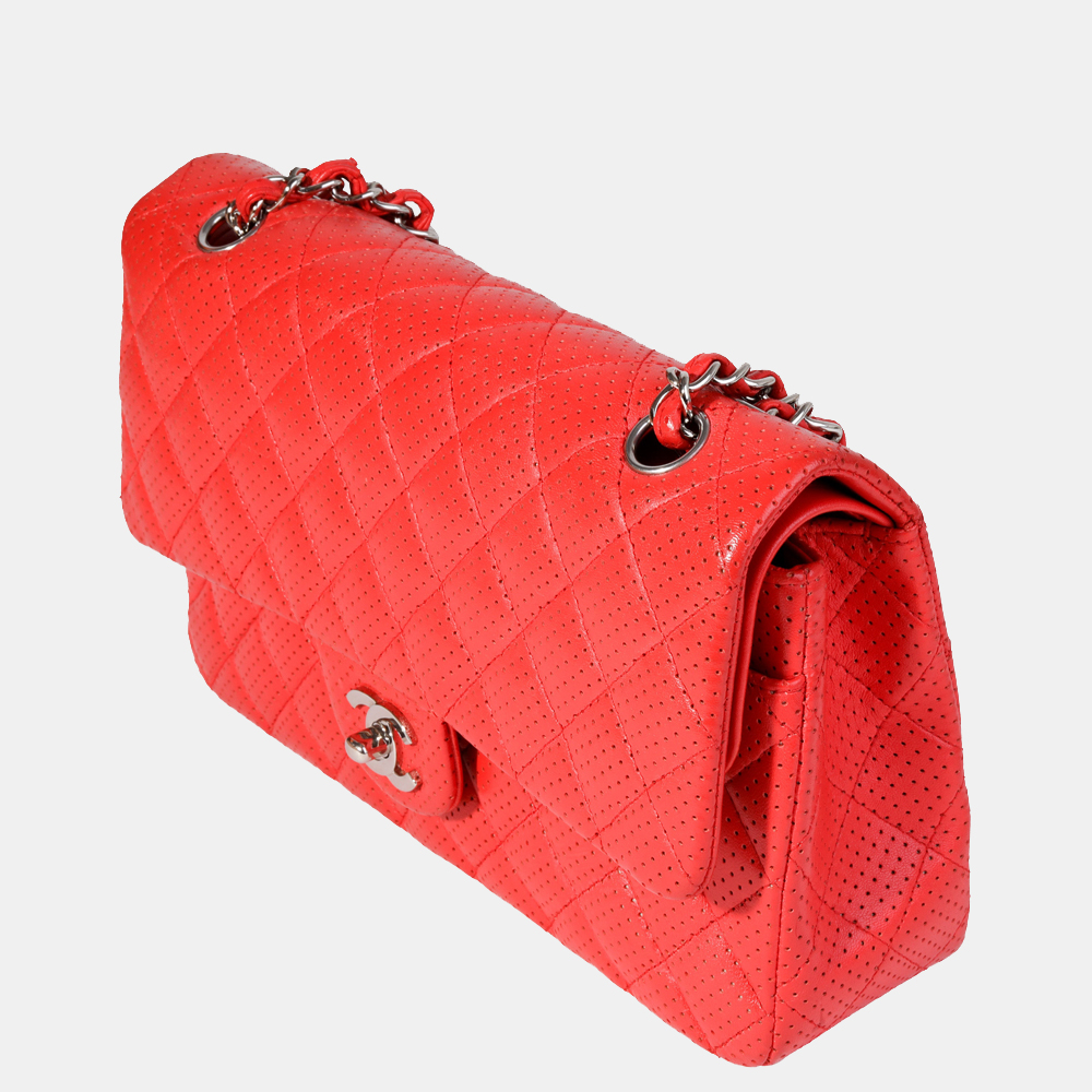 

Chanel Red Leather Perforated Medium Classic Double Flap Shoulder Bag
