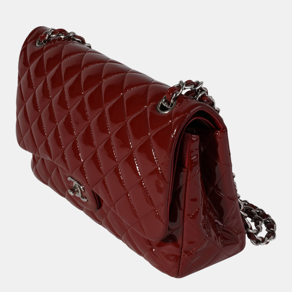 

Chanel Red Quilted Patent Leather Jumbo Classic Double Flap Bag