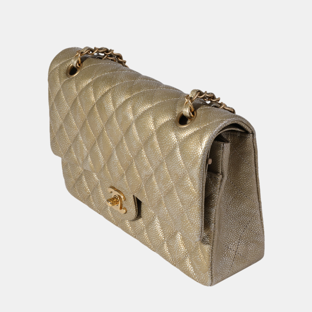 

Chanel Gold Caviar Leather Medium Classic Double Flap Bag